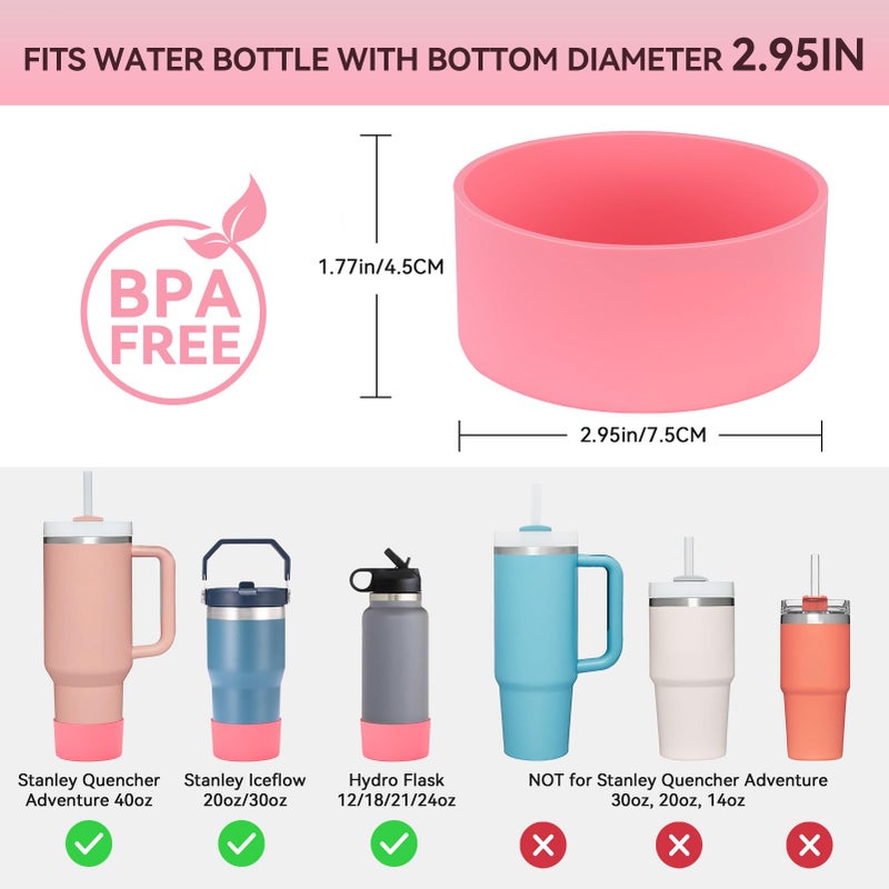 PICcircuit 2PCS for Stanley Boot, Silicone Bottom for Quencher Adventure 40oz 30oz IceFlow 20oz 30oz Bottle&for Hydroflask Tumbler 12-24oz for Stanley Cup Accessories Avoid Scratches&Noise - Image 2